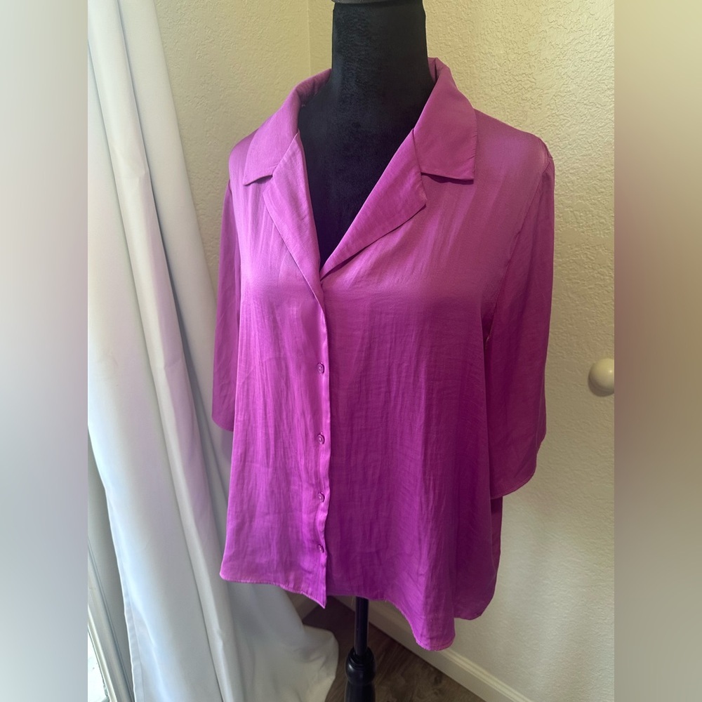 Rachel Roy Purple Short Sleeve Blouse